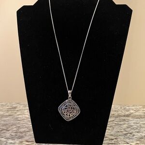 Lia Sophia Sheridan Retired Silver Tone Filigree Scroll Pendant Necklace New
